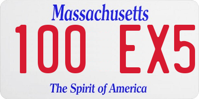 MA license plate 100EX5