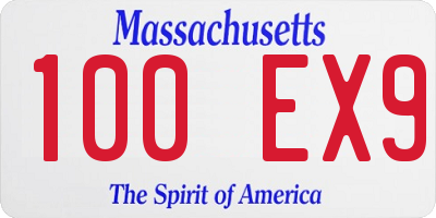 MA license plate 100EX9