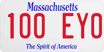 MA license plate 100EY0