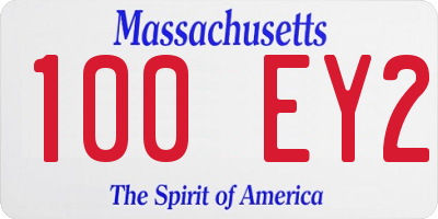 MA license plate 100EY2