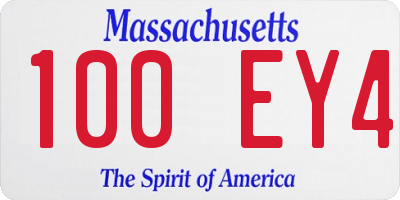 MA license plate 100EY4