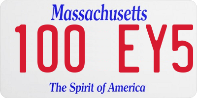 MA license plate 100EY5