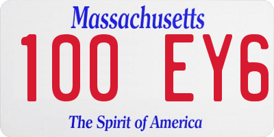 MA license plate 100EY6
