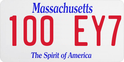 MA license plate 100EY7