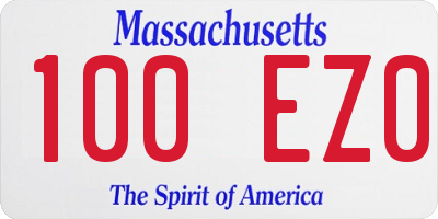 MA license plate 100EZ0