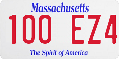 MA license plate 100EZ4