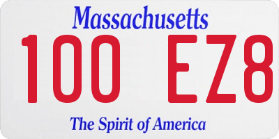 MA license plate 100EZ8