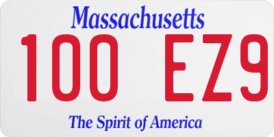 MA license plate 100EZ9