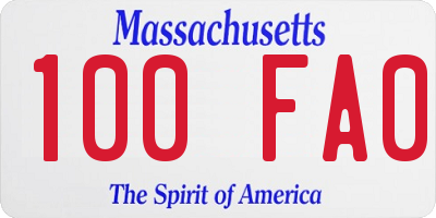 MA license plate 100FA0