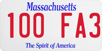 MA license plate 100FA3