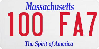 MA license plate 100FA7