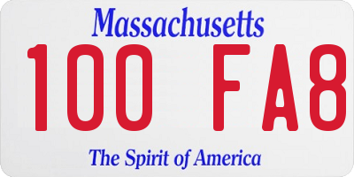 MA license plate 100FA8