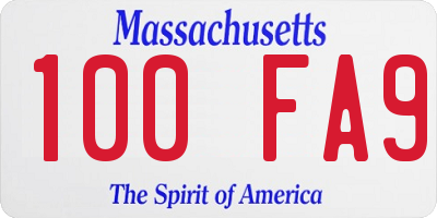 MA license plate 100FA9