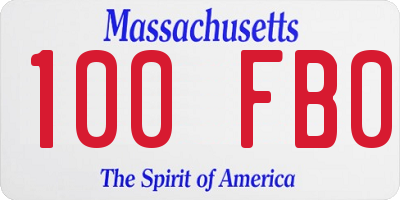 MA license plate 100FB0