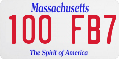 MA license plate 100FB7