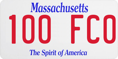 MA license plate 100FC0