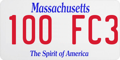 MA license plate 100FC3