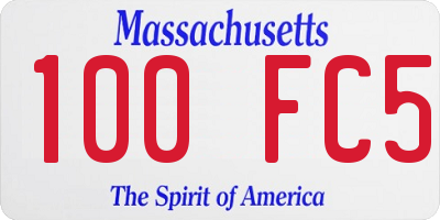 MA license plate 100FC5