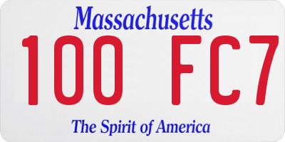 MA license plate 100FC7