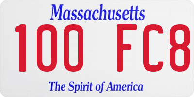 MA license plate 100FC8