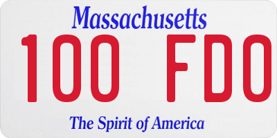 MA license plate 100FD0