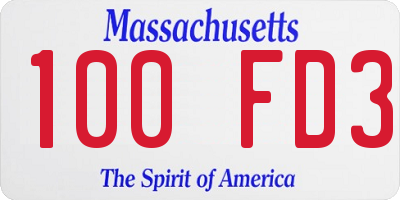 MA license plate 100FD3