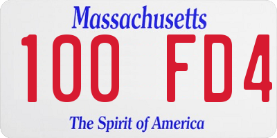 MA license plate 100FD4