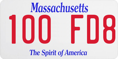 MA license plate 100FD8