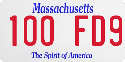 MA license plate 100FD9