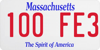 MA license plate 100FE3