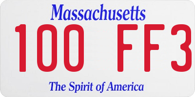 MA license plate 100FF3