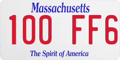 MA license plate 100FF6