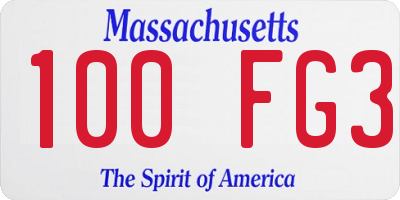 MA license plate 100FG3