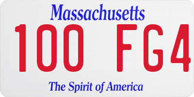 MA license plate 100FG4