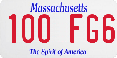 MA license plate 100FG6