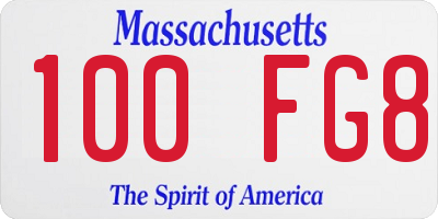 MA license plate 100FG8