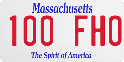 MA license plate 100FH0