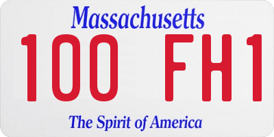 MA license plate 100FH1