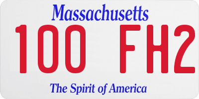 MA license plate 100FH2