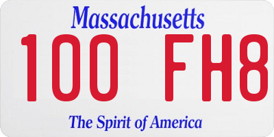 MA license plate 100FH8