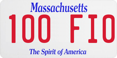 MA license plate 100FI0