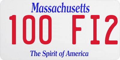MA license plate 100FI2