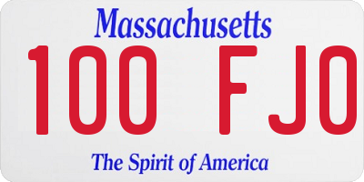 MA license plate 100FJ0