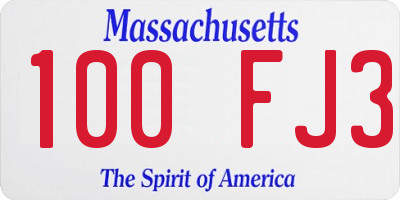 MA license plate 100FJ3