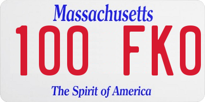 MA license plate 100FK0