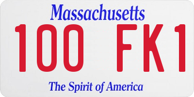 MA license plate 100FK1