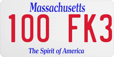 MA license plate 100FK3