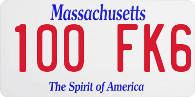 MA license plate 100FK6