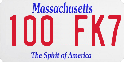 MA license plate 100FK7