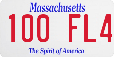 MA license plate 100FL4